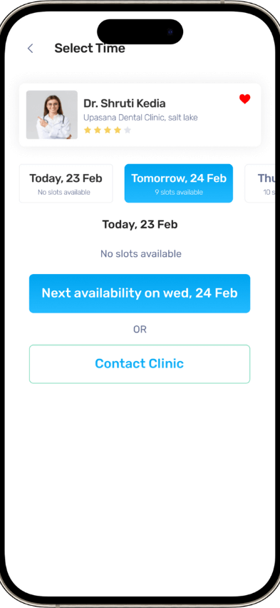 Practo Clone appointment scheduling screen