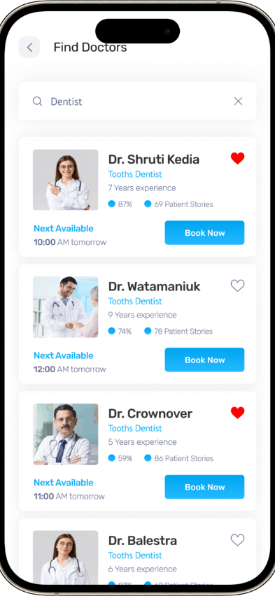 Practo Clone find doctor screen