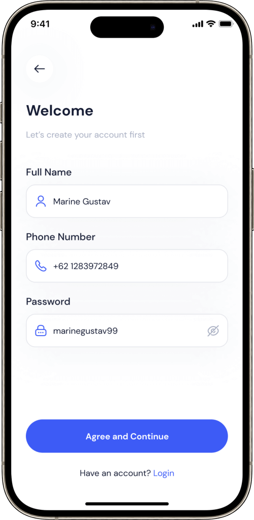 9flats Clone User Registration Screen