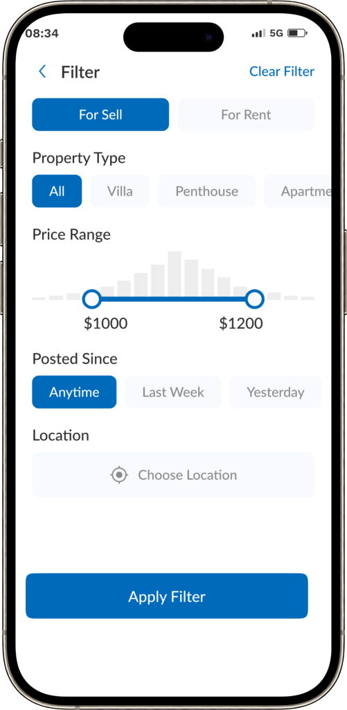 Wimdu Clone Search Filters Screen