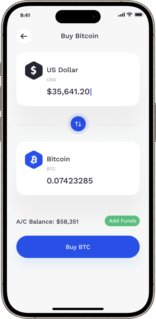 Coinbase Clone Add Funds Screen
