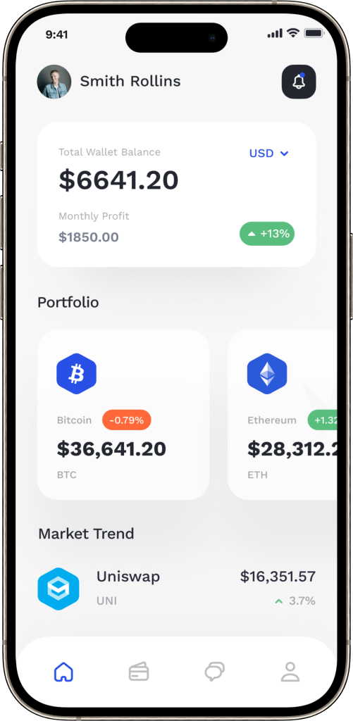 Coinbase Clone Home Screen