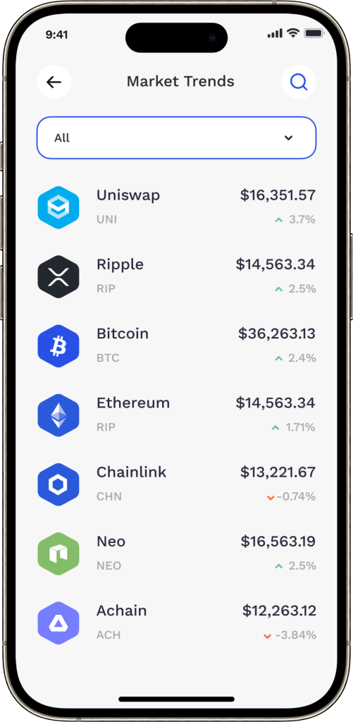 Coinbase Clone Live Markets Screen
