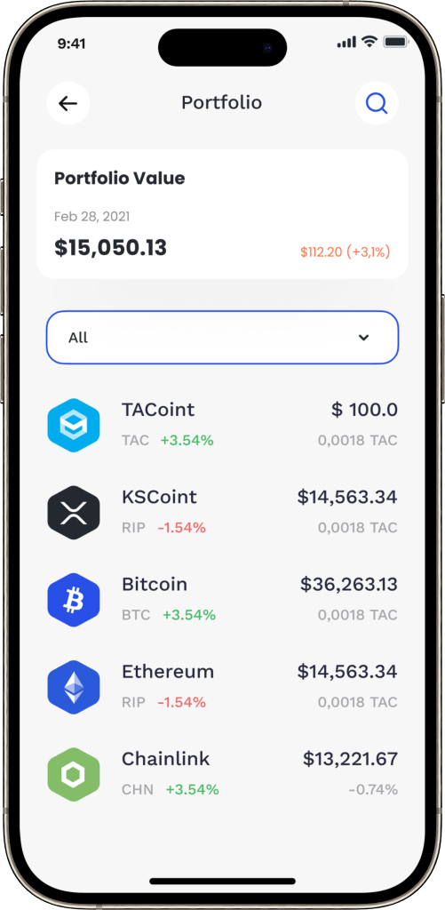 Coinbase Clone Portfolio Screen