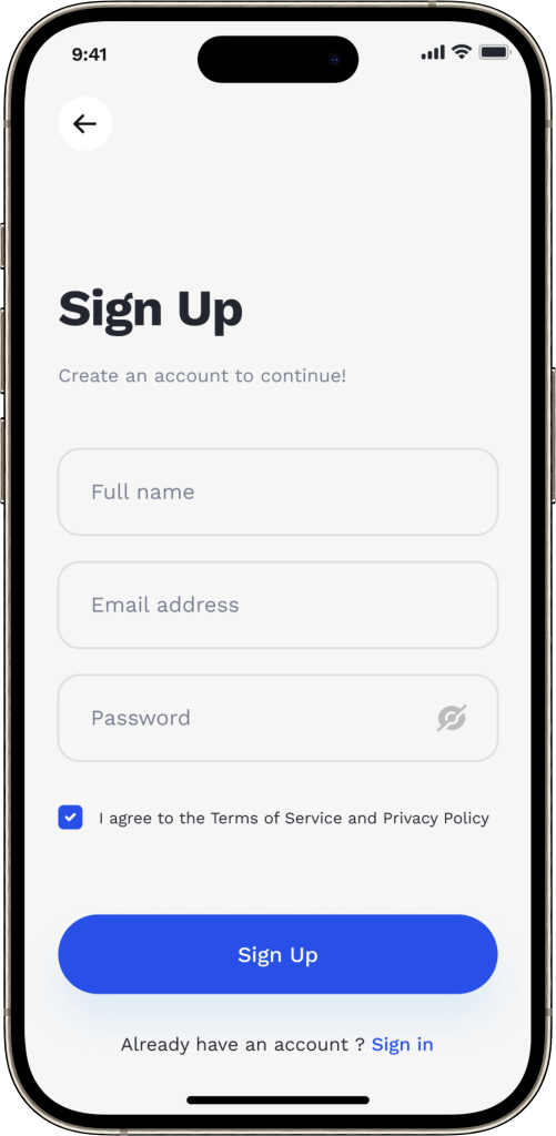 Coinbase Clone Registration Screen