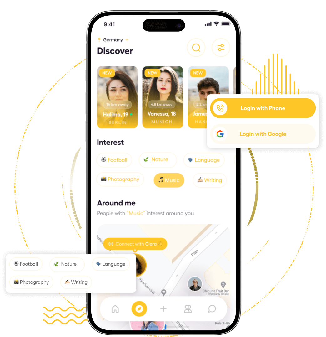 Bumble clone basic features for users