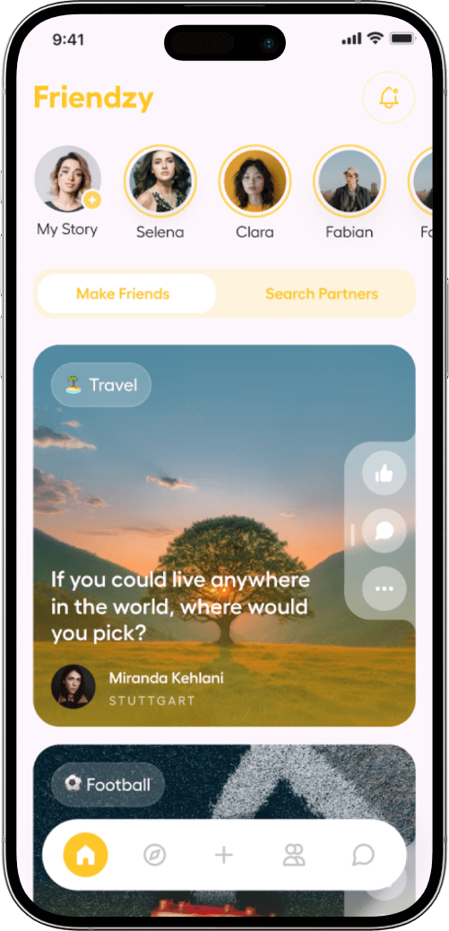 Bumble clone home screen