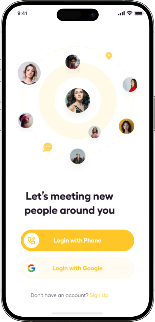 Bumble clone login screen