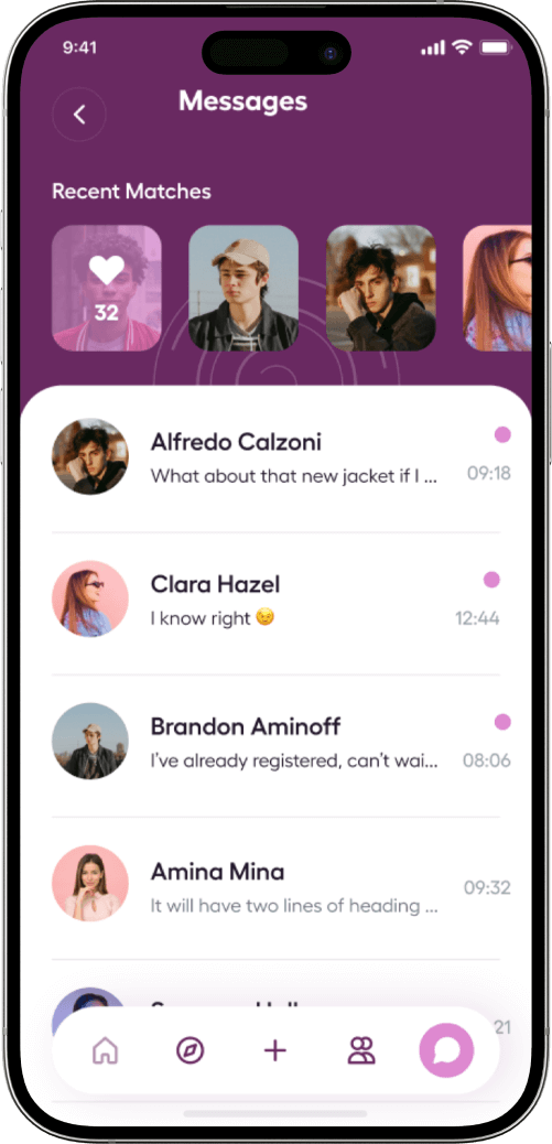 Bumble clone messages screen