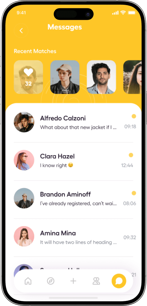 Bumble clone messages screen