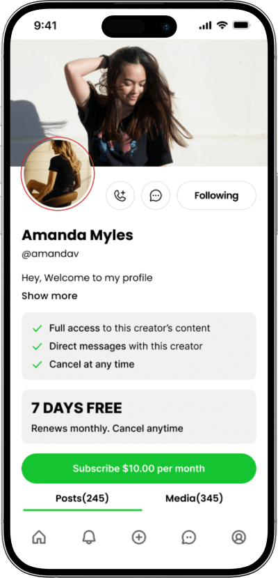 Fanvue clone creator profile screen