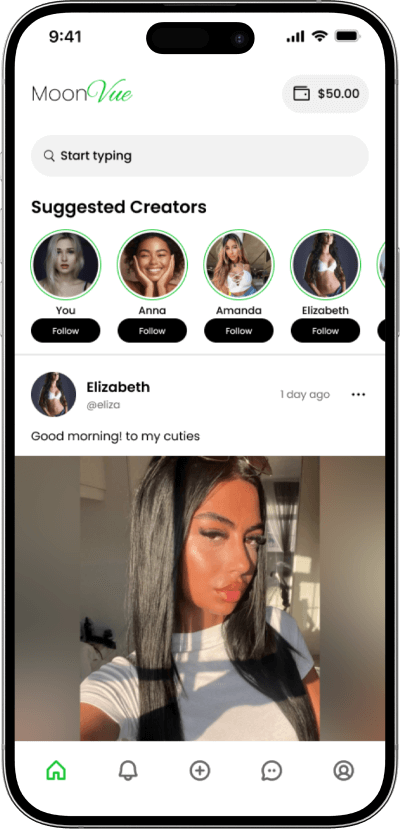 Fanvue clone homescreen