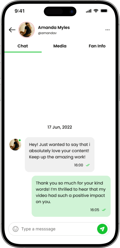 Fanvue clone in-app message screen