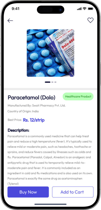 Medicine delivery app medicine details screen