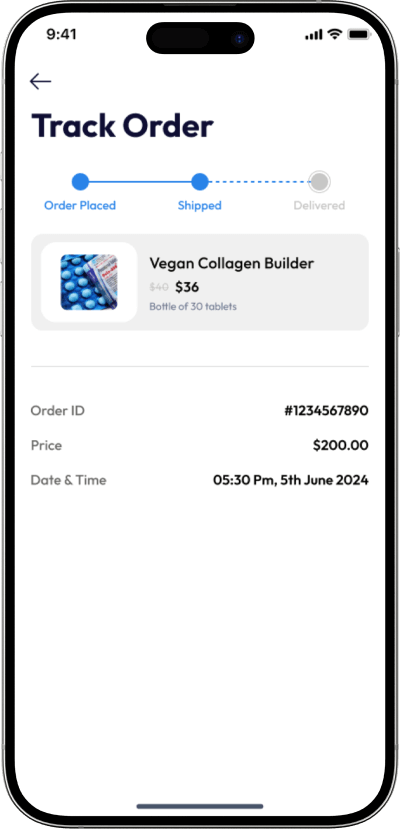 Medicine delivery app order tracking screen