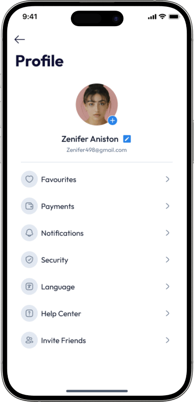Medicine delivery app user profile screen