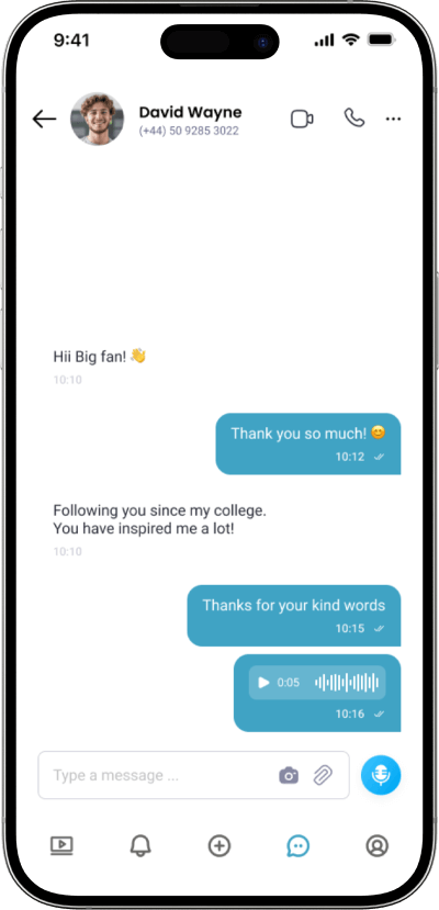 Periscope clone one on one chat screen