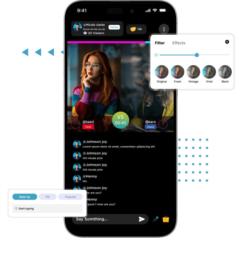 Periscope clone streamer features
