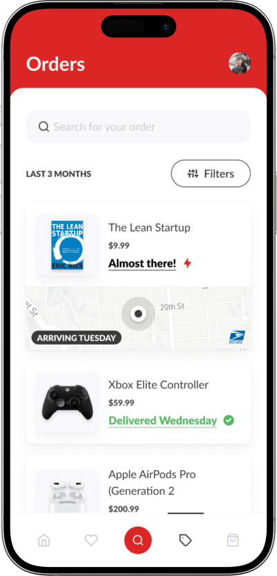 Temu clone order history screen