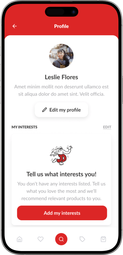 Temu clone user profile screen