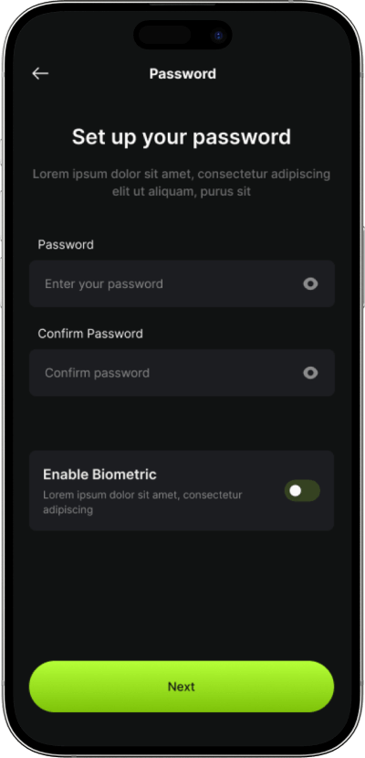 Trust wallet clone password setup screen