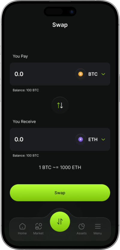Trust wallet clone swap screen
