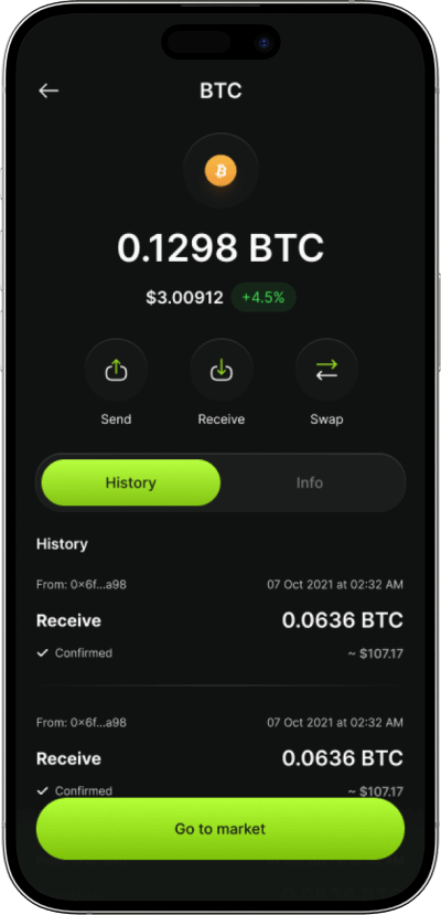 Trust wallet clone transaction history screen