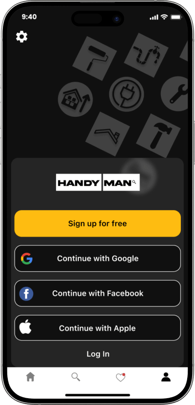 Uber for handyman app login screen