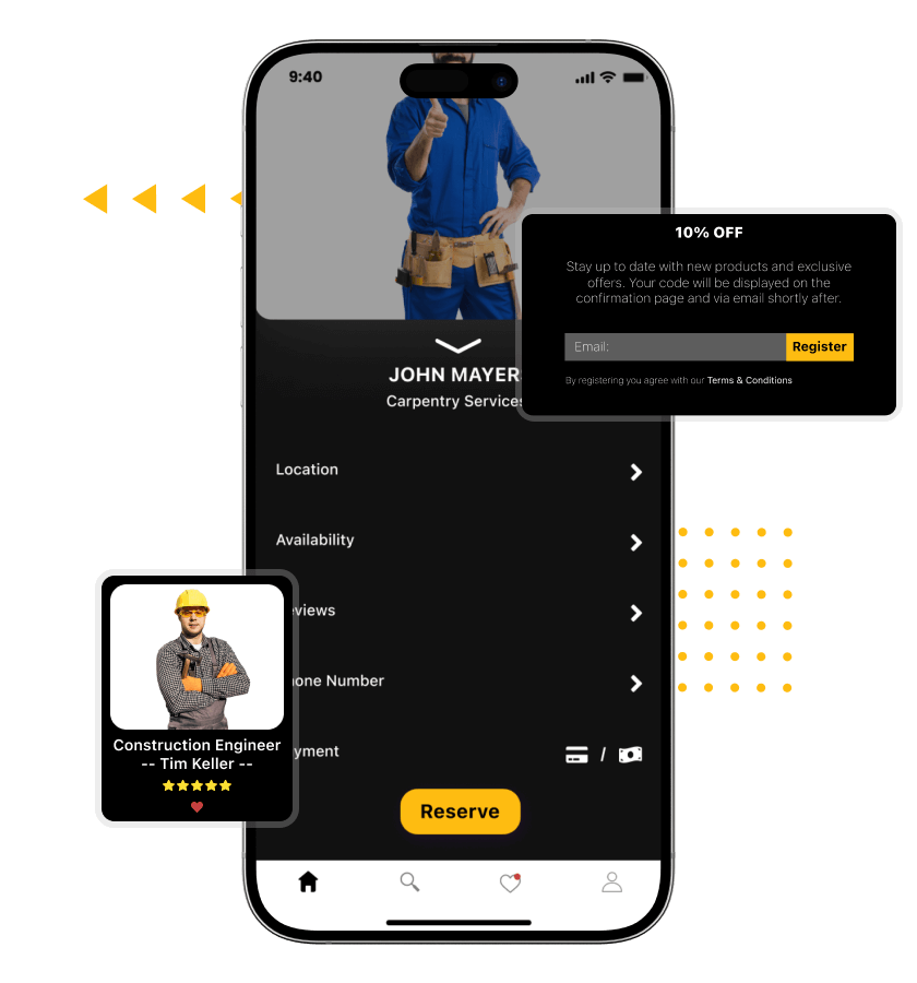 Uber for handyman app script professional profile and service booking