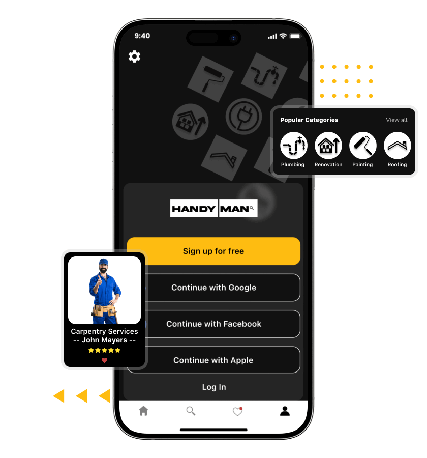 Uber for handyman app user features