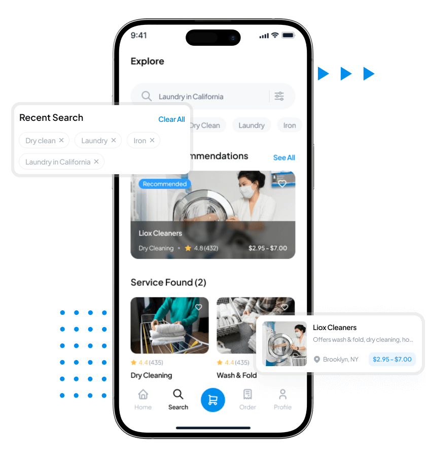 Uber for laundry app explore services feature