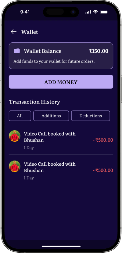 Astrotalk clone wallet screen