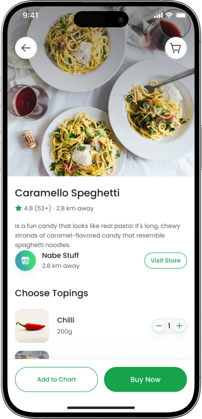 Grab clone food details and customization screen