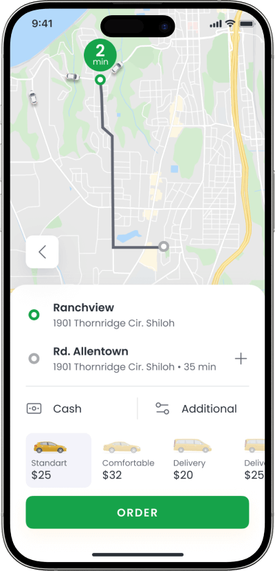 Grab clone selecting ride screen