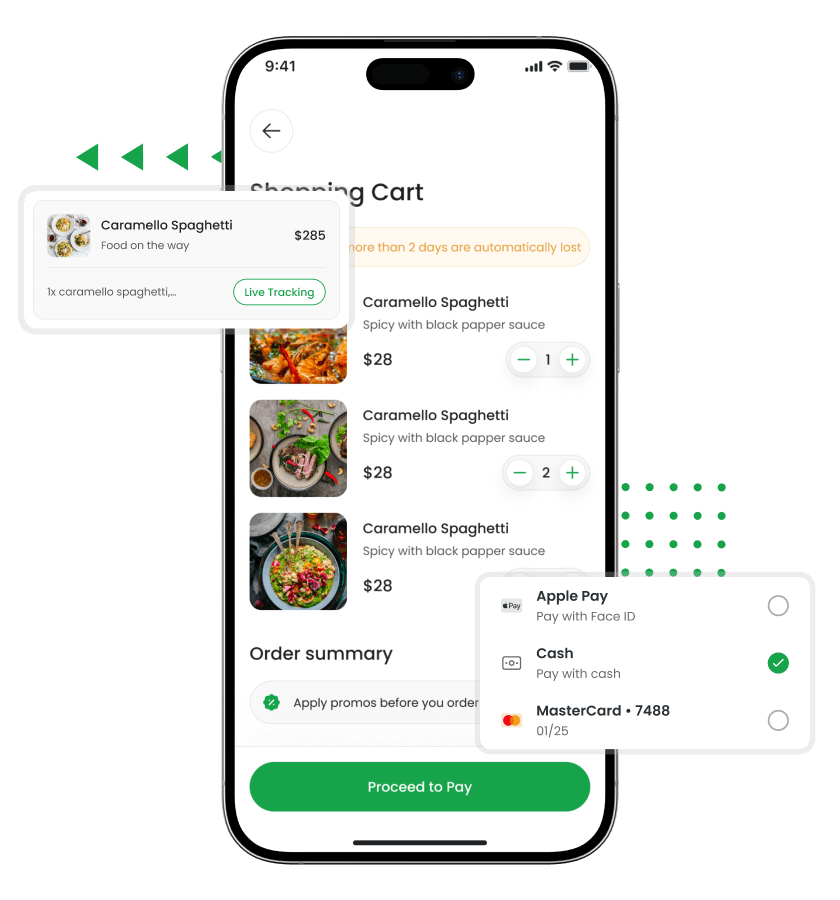 Grab clone shopping cart and multi-payment feature