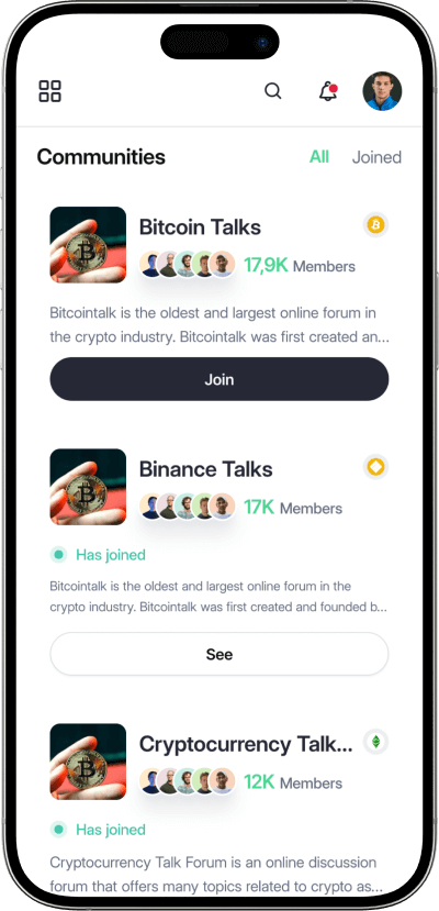 KuCoin clone communities screen