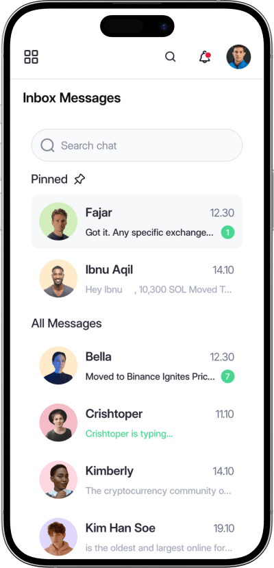 KuCoin clone inbox screen