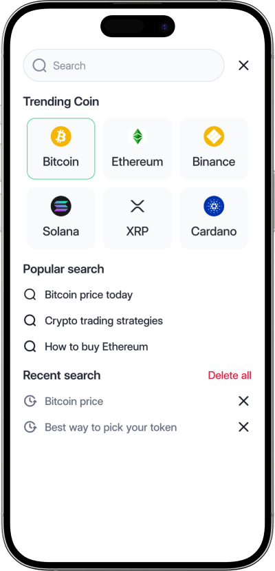 KuCoin clone trending coin screen
