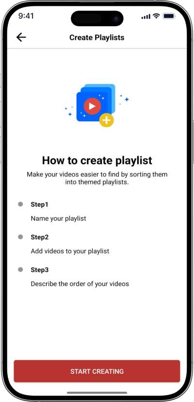 RedNote clone video playlist creation screen