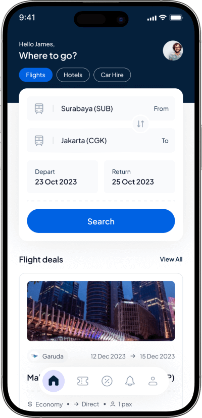 Skyscanner clone flights search screen
