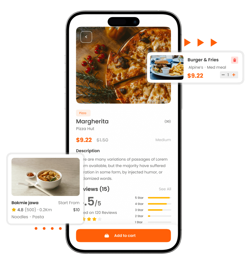 Talabat clone food details, rating, and price feature