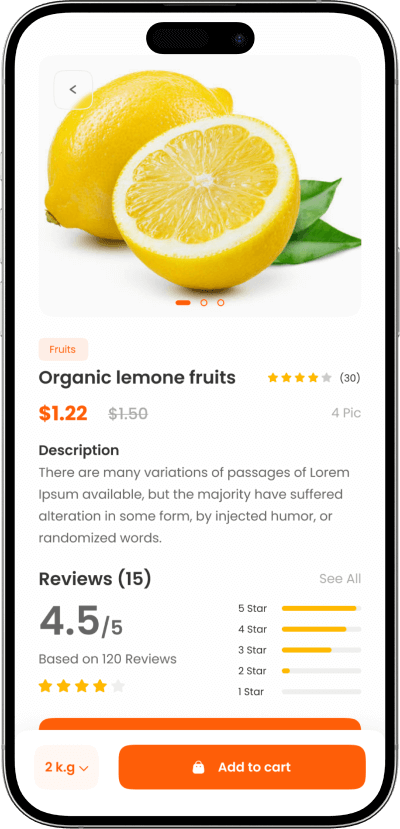 Talabat clone grocery details screen