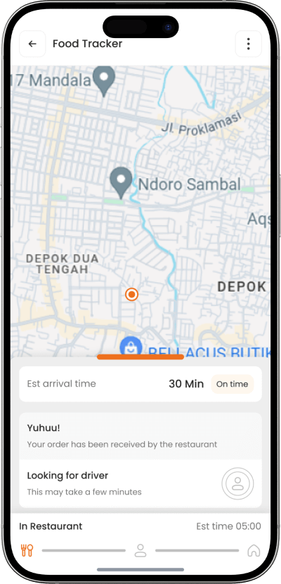 Talabat clone live tracking screen