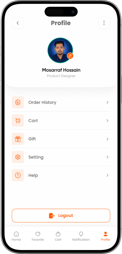 Talabat clone user profile screen