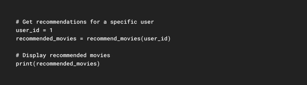 Generate Movie Recommendations for a User code2