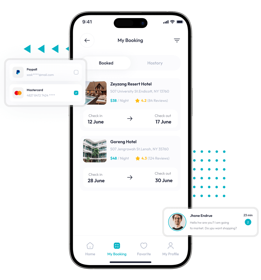 Jovago clone booking history and payment feature