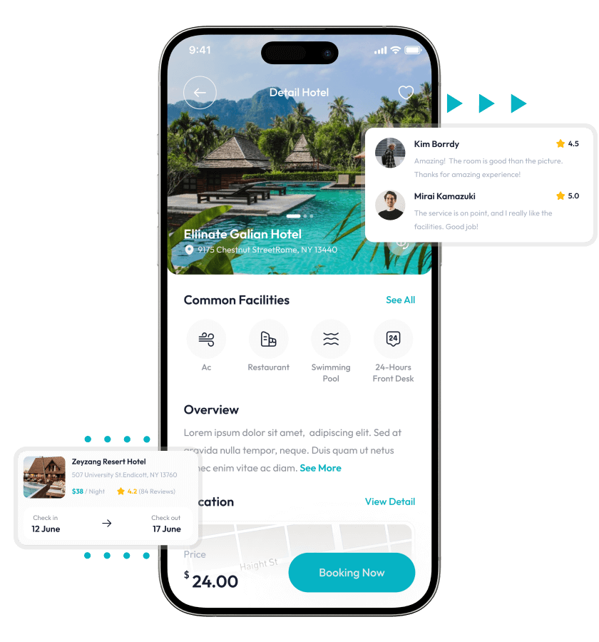Jovago clone hotel overview feature