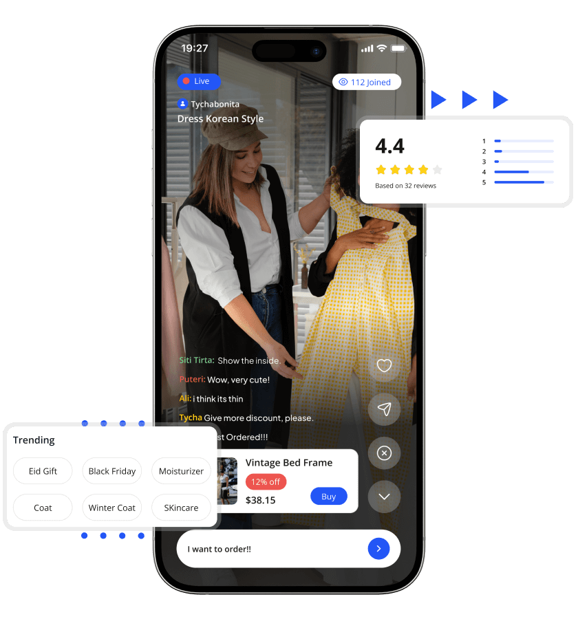 Shpock clone live video sale and ratings feature
