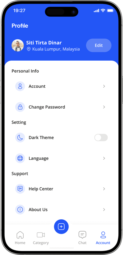 Shpock clone user profile screen