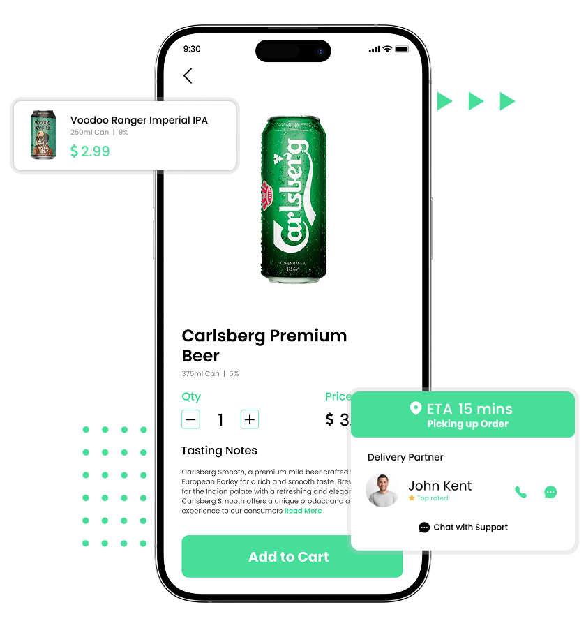 Drizly clone liquor details and delivery partner details feature